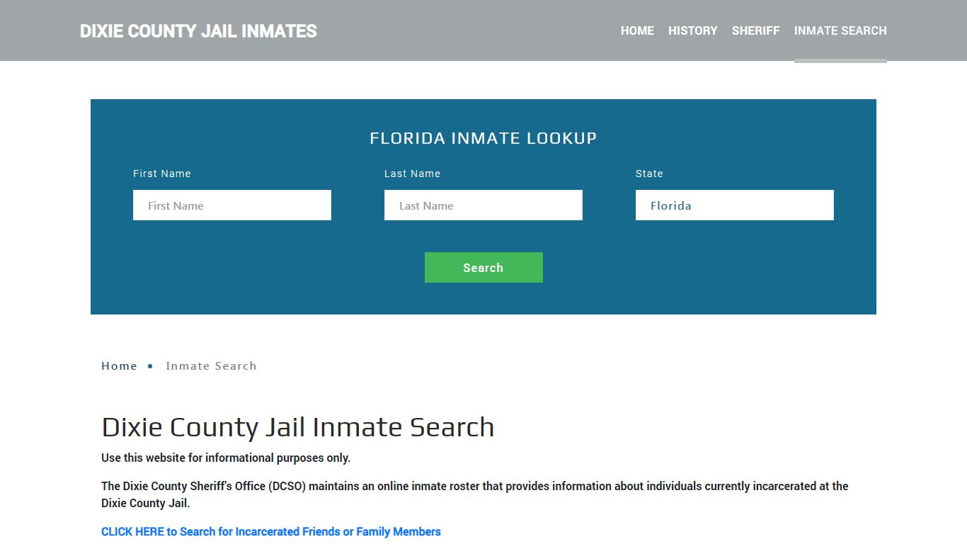 Dixie County, FL Detainee Lookup